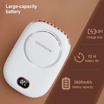 AOCOOLFAN Portable Neck Fan USB Rechargeable 12H Cooling