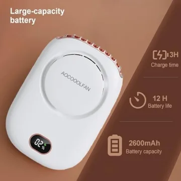 AOCOOLFAN Portable Neck Fan USB Rechargeable 12H Cooling