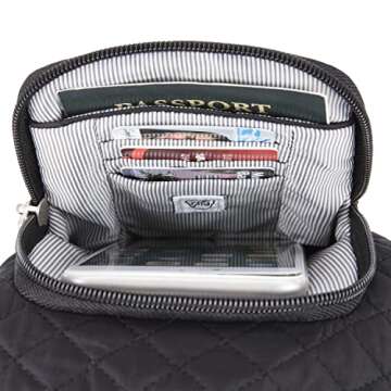 Travelon Anti-Theft Boho Insulated Water Bottle Tote, Black Solid