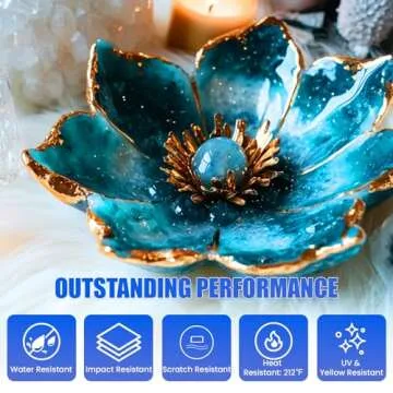 ProKKUV Epoxy Resin Kit, 64OZ Kit Crystal Clear Resin Epoxy, Bubble Free, No Yellowing, UV Resistant, Food Safe with Foil Flakes, Sequin, Easy Mix 1:1 for DIY Crafts Resin Jewelry Making