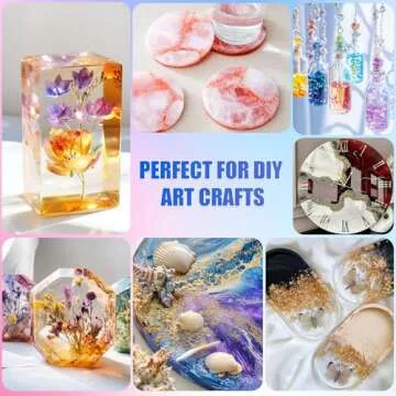 ProKKUV Epoxy Resin Kit, 64OZ Kit Crystal Clear Resin Epoxy, Bubble Free, No Yellowing, UV Resistant, Food Safe with Foil Flakes, Sequin, Easy Mix 1:1 for DIY Crafts Resin Jewelry Making