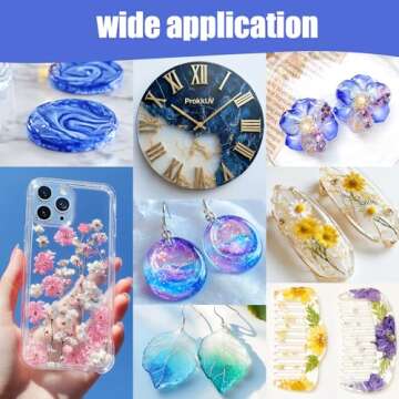 ProKKUV Epoxy Resin Kit, 64OZ Kit Crystal Clear Resin Epoxy, Bubble Free, No Yellowing, UV Resistant, Food Safe with Foil Flakes, Sequin, Easy Mix 1:1 for DIY Crafts Resin Jewelry Making