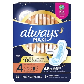 Always Maxi Overnight Pads with Wings for Ultimate Comfort