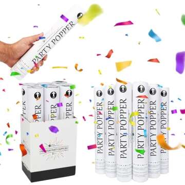 Clover Products 12" Biodegradable Confetti Cannons | 6 Pack | Multicolor Poppers for Weddings, Birth...