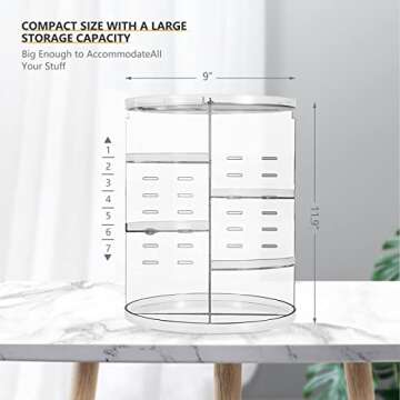 Makeup Organizer 360 Degree Rotating Adjustable Cosmetic Storage Organizer Large Skin Care Cosmetic Display Cases Perfume Jewelry Organizer for Bathroom Dresser Countertop (Clear)