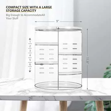 Makeup Organizer 360 Degree Rotating Adjustable Cosmetic Storage Organizer Large Skin Care Cosmetic Display Cases Perfume Jewelry Organizer for Bathroom Dresser Countertop (Clear)