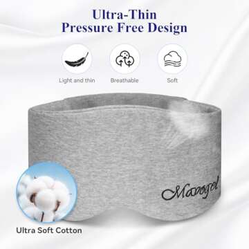 Mavogel Cotton Sleep Mask - Comfortable & Breathable Eye Mask for Sleeping Adjustable Full Eye Cover...