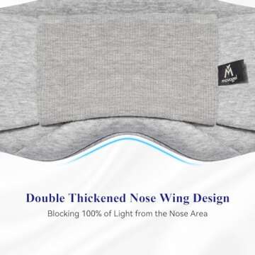 Mavogel Cotton Sleep Mask - Comfortable & Breathable Eye Mask for Sleeping Adjustable Full Eye Cover with Elastic Strap, Sleep Mask Blackout for Travel Yoga Nap, Ultra-Thin Ultra-Light Design, Gray