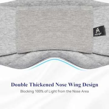 Mavogel Cotton Sleep Mask - Comfortable & Breathable Eye Mask for Sleeping Adjustable Full Eye Cover with Elastic Strap, Sleep Mask Blackout for Travel Yoga Nap, Ultra-Thin Ultra-Light Design, Gray