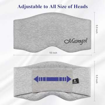 Mavogel Cotton Sleep Mask - Comfortable & Breathable Eye Mask for Sleeping Adjustable Full Eye Cover with Elastic Strap, Sleep Mask Blackout for Travel Yoga Nap, Ultra-Thin Ultra-Light Design, Gray