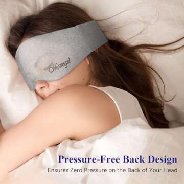 Mavogel Cotton Sleep Mask - Comfortable & Breathable Eye Mask for Sleeping Adjustable Full Eye Cover with Elastic Strap, Sleep Mask Blackout for Travel Yoga Nap, Ultra-Thin Ultra-Light Design, Gray