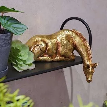 Braxio Living Room Decor Statues Indoor - Resin Abstract Golden Giraffe Sculptures Home Decor for De...