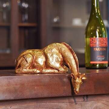 Braxio Living Room Decor Statues Indoor - Resin Abstract Golden Giraffe Sculptures Home Decor for Desktop Shelf Table Desk Bedroom Office Farmhouse Decoration Gifts 8.25 * 5.5 * 3.5 Inch