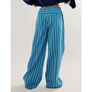 Yimoon Striped Lounge Pants with Pockets Casual Wear