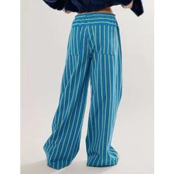 Yimoon Striped Lounge Pants with Pockets Casual Wear