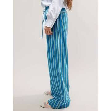 Yimoon Striped Lounge Pants with Pockets Casual Wear