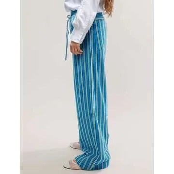 Yimoon Striped Lounge Pants with Pockets Casual Wear