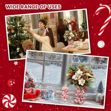 DomeStar 10120PCS Christmas Vase Fillers - Red White & Clear Beads for Festive Decor