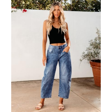 GRAPENT Stretchy Jeans for Women Womans Jeans Cute Summer Casual Denim Pants Woman Pants Baggy Jeans for Women High Waisted Womens Pants Womens Pants Trendy Color Midnight Blue Small Size 4 Size 6