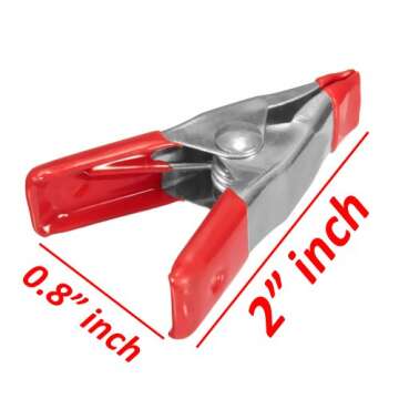 Wideskall® 2" inch Mini Metal Spring Clamps w/Red Rubber Tips Clips (Pack of 24)