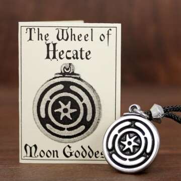 Pewter Wheel of Hecate Pendant Necklace for All Spiritual Seekers