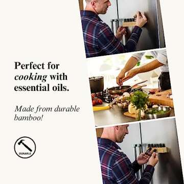 Oil Life - Premium Bamboo Essential Oil Magnetic Tray | Securely Holds 15 Bottles | Perfect for 15ml Doterra & Young Living Oils | Elegant Aromatherapy Fridge Display Caddy