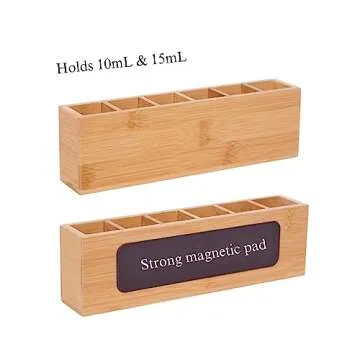 Oil Life - Premium Bamboo Essential Oil Magnetic Tray | Securely Holds 15 Bottles | Perfect for 15ml Doterra & Young Living Oils | Elegant Aromatherapy Fridge Display Caddy