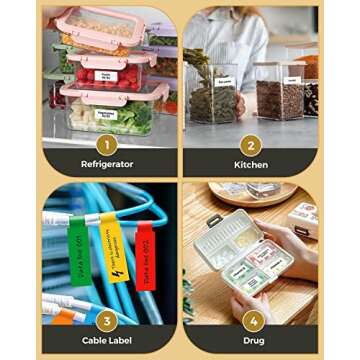 MUNBYN Bluetooth Label Maker Machine with 1 Roll Tape, Portable Thermal Label Printer Name Price Date Sticker Tag Printer for Home Office (White)