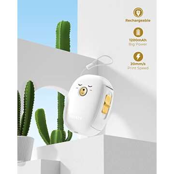 MUNBYN Bluetooth Label Maker Machine with 1 Roll Tape, Portable Thermal Label Printer Name Price Date Sticker Tag Printer for Home Office (White)