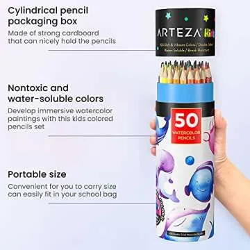ARTEZA 100 Watercolor Pencils for Kids- Safe and Fun