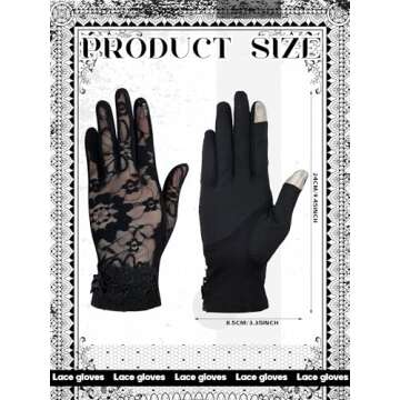 SATINIOR Lace Gloves Women Short Fingerless Floral Gloves for Tea Party Wedding Halloween(Floral,Black)