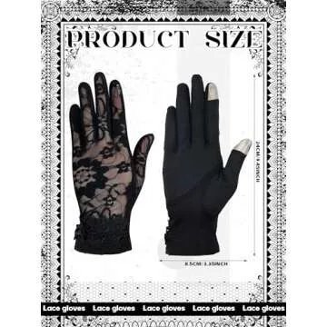 SATINIOR Lace Gloves Women Short Fingerless Floral Gloves for Tea Party Wedding Halloween(Floral,Black)