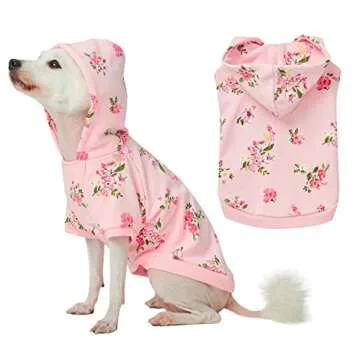Blueberry Pet Daisy Flower Pullover Dog Hoodie - Baby Pink Christmas Sweater, Dog Pajamas & Accessories, Dog Hoodies & Sweatshirt, Perfect Dog Sweaters for Small Dogs Girl, Back 16"