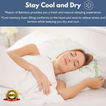 Rayon Derived from Bamboo Pillows Standard Size - [Adjustable] Shredded Memory Foam for Sleeping - C...