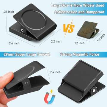 FINDMAG Magnetic Clips, 2.2 Inch Extra Large Magnetic Clips Heavy Duty, Lock Accessories, School Sup...