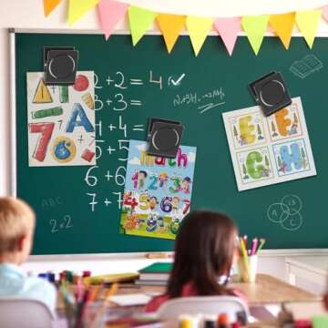 FINDMAG Magnetic Clips, 2.2 Inch Extra Large Magnetic Clips Heavy Duty, Lock Accessories, School Supplies, Strong Magnetic Clips for Classroom, Refrigerator, Whiteboard, Office (Black, 4 Pack)