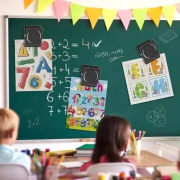 FINDMAG Magnetic Clips, 2.2 Inch Extra Large Magnetic Clips Heavy Duty, Lock Accessories, School Supplies, Strong Magnetic Clips for Classroom, Refrigerator, Whiteboard, Office (Black, 4 Pack)