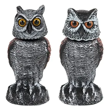 Hedoc 2 Pack Fake Owl Decoys for Garden Protection from Birds