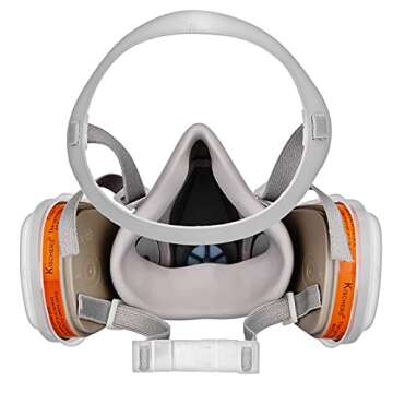 KISCHERS Reusable Half Facepiece and Anti-Fog Safety Goggle Set Against Dust/Organic Vapors/Smells/Fumes/Sawdust/Asbestos Suitable for Painting,Staining,Car Spraying,Sanding &Cutting
