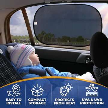 EcoNour Car Side Window Shades for Baby |4 Pack Car Side Window Sunshade for Kids | 18S Premium Stat...