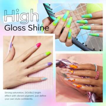 Modelones Gel Nail Polish Set, 9 Colors Summer Bright Rainbow Neon Solid Gel Polish Pride Pudding Gel Upgraded Crème Manicure Palette Soak Off LED Nail Art Kit Salon DIY Home Gift, W/Pro Nail Brush