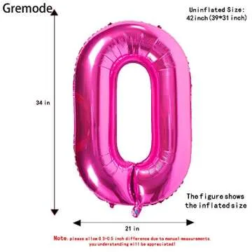 Pink 0 Balloons,40 Inch Birthday Foil Balloon Party Decorations Supplies Helium Mylar Digital Balloons (Pink Number 0)
