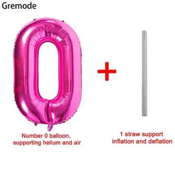 Pink 0 Balloons,40 Inch Birthday Foil Balloon Party Decorations Supplies Helium Mylar Digital Balloons (Pink Number 0)