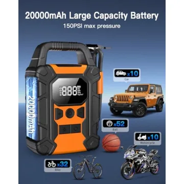 OMQ Cordless Tire Inflator with LED Light 150PSI