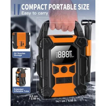 OMQ Cordless Tire Inflator with LED Light 150PSI