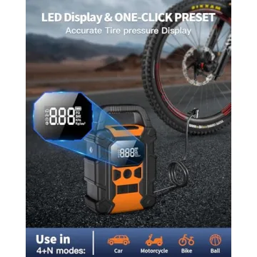 OMQ Cordless Tire Inflator with LED Light 150PSI