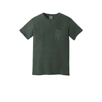 Comfort Colors Men's Adult Short Sleeve Pocket Tee, Style 6030 (Large, Blue Spruce)