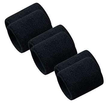 Men Women Wristbands Terry Cloth Moisture Wicking for Sports Tennis Gym Work Out (Black 3 Pack)