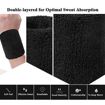 Moisture Wicking Wristbands for Sports - 3 Pack