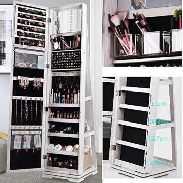 DlandHome Jewelry Cabinet with Full-Length Mirror Lockable
